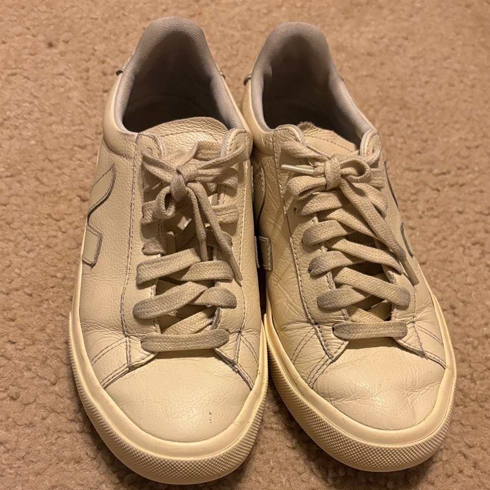 Mansur Gavriel x Veja Sneakers in Crema Color,